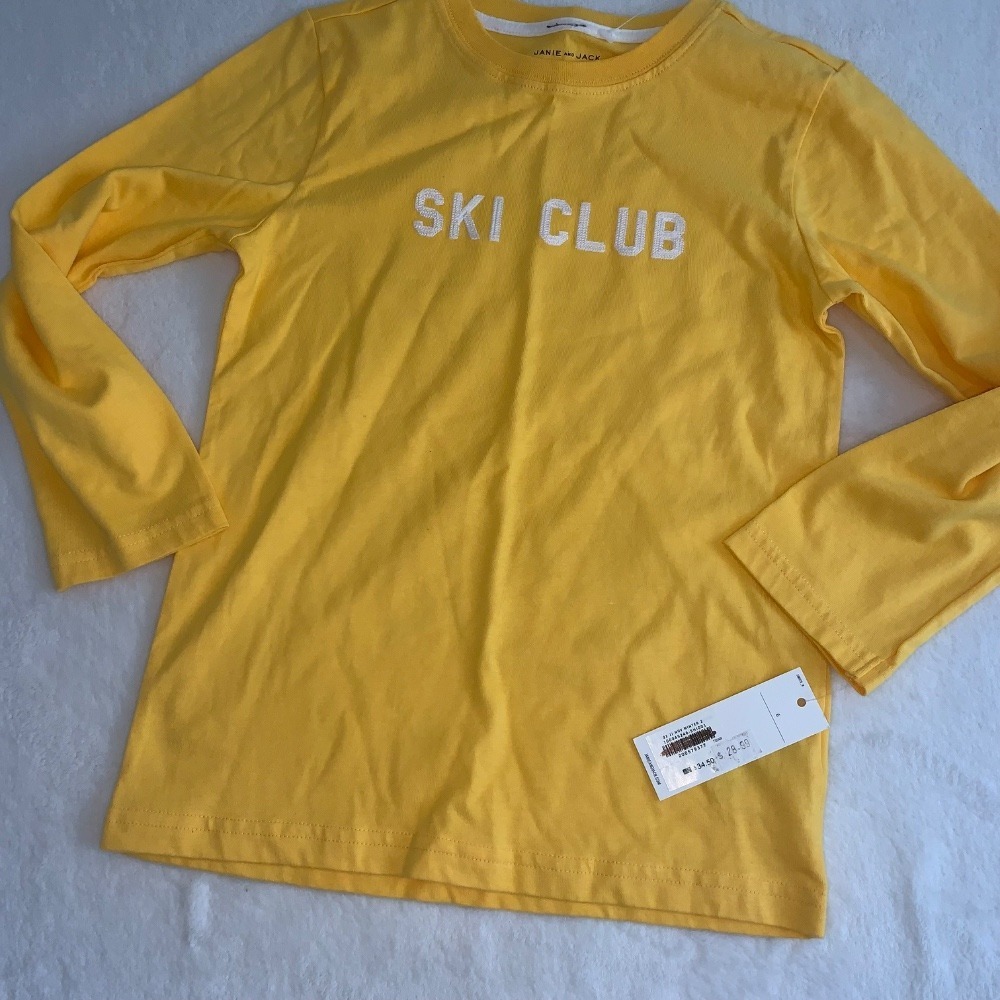 Janie and Jack yellow white long sleeve tee ski new with‎ tags